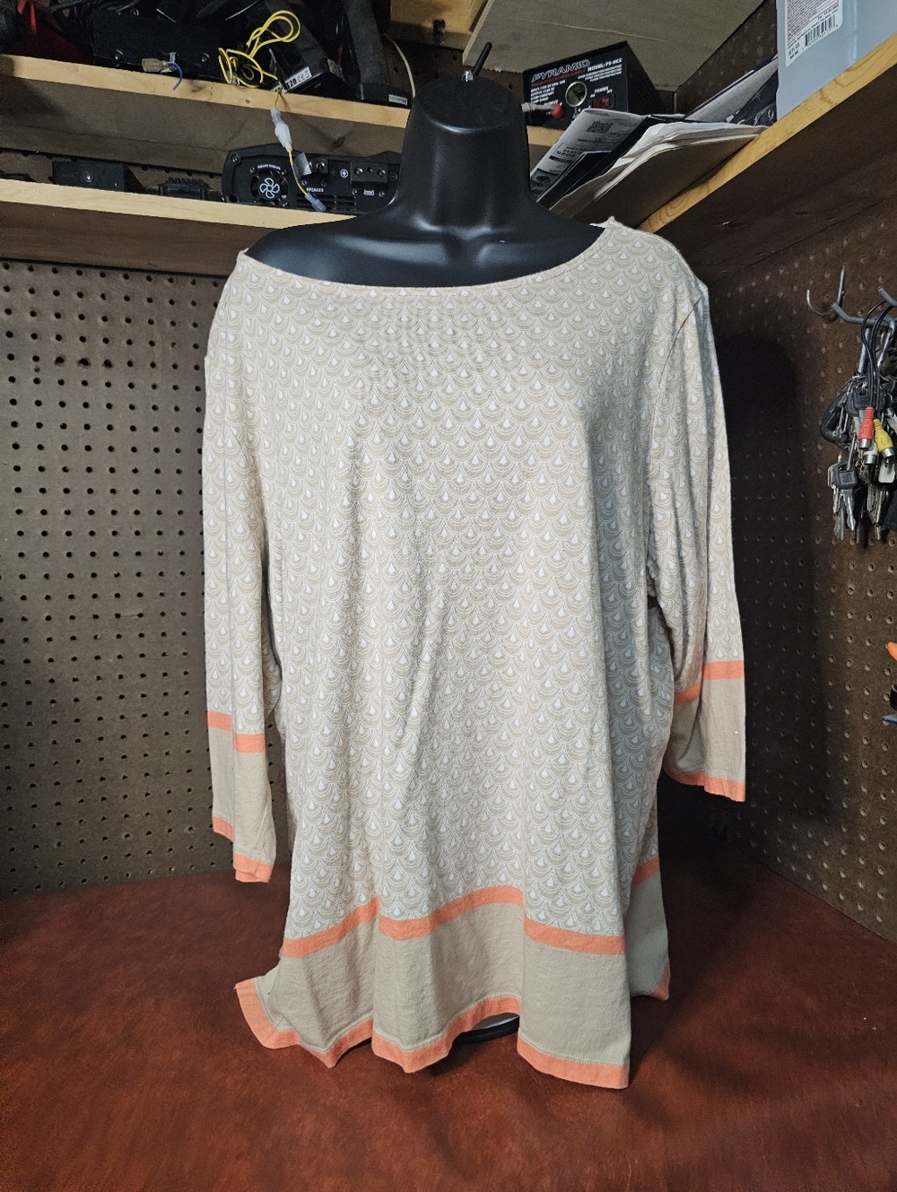 Coral Bay 3/4 Lenght Sleeve Blouse Tan/ Orange Size 2X